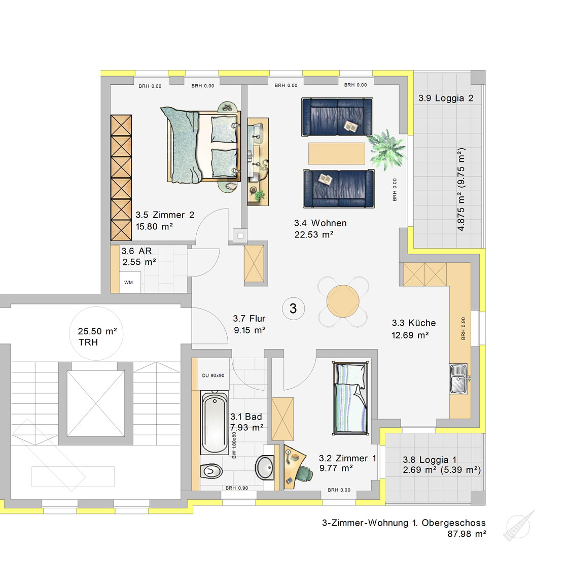 3-Zimmer-Wohnung im 1.Obergeschoss (W3)