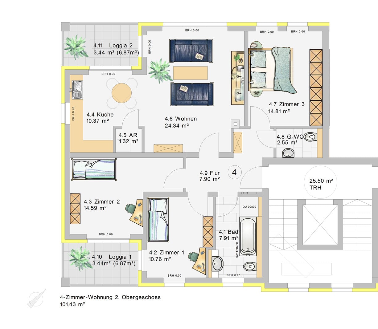 4-Zimmer-Wohnung im 2. Obergeschoss (W4)