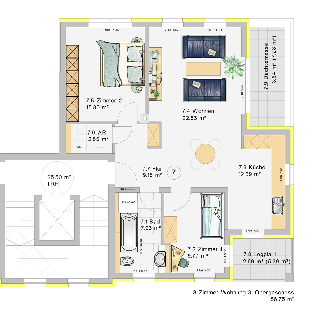 3-Zimmer-Wohnung im 3.Obergeschoss (W7)