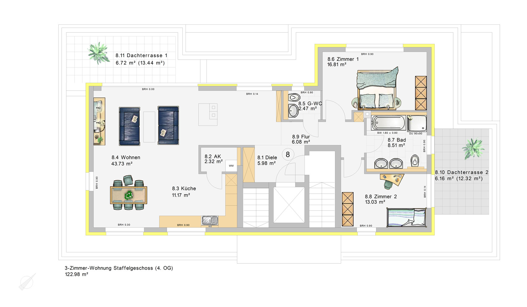 3-Zimmer-Wohnung im Dachgeschoss (W8)
