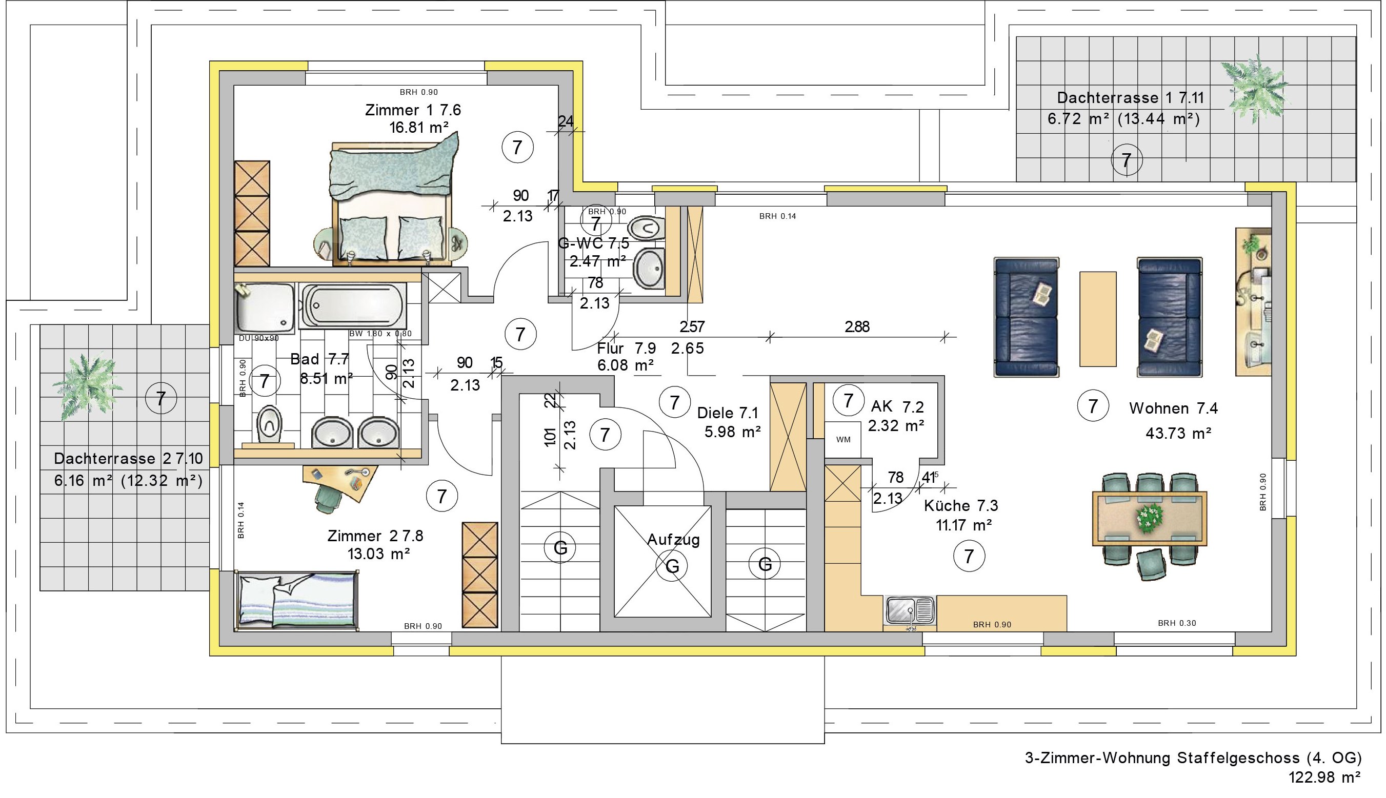 3-Zimmer-Wohnung im Dachgeschoss (W7)